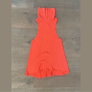 we the free people orange ribbed sleeveless turtleneck tank top